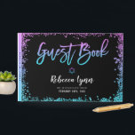 Paarse Blauwgroen Faux Glitter Bat Mitzvah Gastenboek<br><div class="desc">Moderne paarse en turquoise faux glitter personaliseerde het gastenboek van Bat Mitzvah. Design zijn vlakke afgedrukte illustraties/afbeeldingen - NIET WERKELIJK GLITTER.</div>