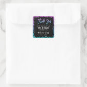 Paarse Blauwgroen Faux Glitter Bat Mitzvah Vierkante Sticker (Tas)