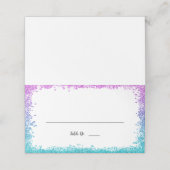 Paarse Blauwgroen faux glitter gevouwen Plaatskaartje (Buitenkant ongevouwen)