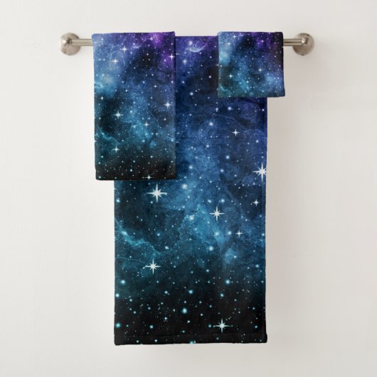 Paarse Blauwgroen galaxy Nebula Dream #1 Bad Handdoek (Insitu)