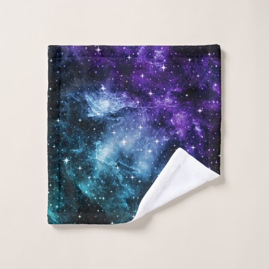 Paarse Blauwgroen galaxy Nebula Dream #1 Bad Handdoek (Wasdoekje)
