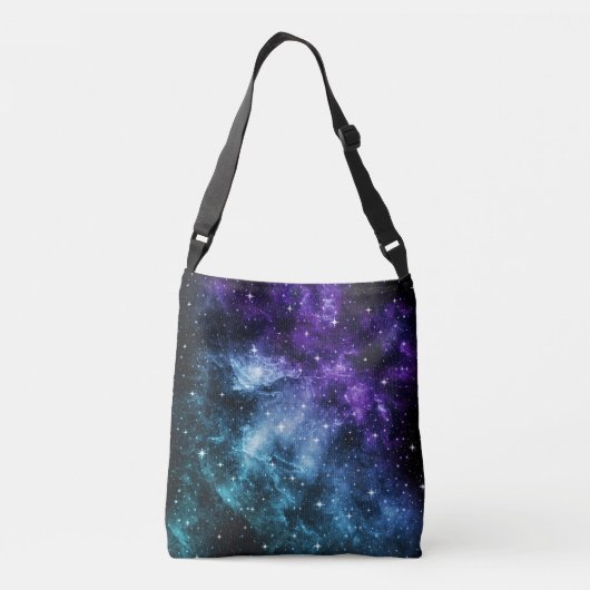 Paarse Blauwgroen galaxy Nebula Dream #1 Crossbody Tas (Achterkant)