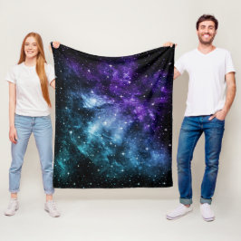 Paarse Blauwgroen galaxy Nebula Dream #1 Fleece Deken