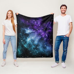 Paarse Blauwgroen galaxy Nebula Dream #1 Fleece Deken