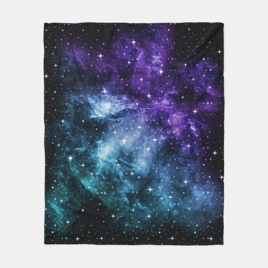 Paarse Blauwgroen galaxy Nebula Dream #1 Fleece Deken (Voorkant)