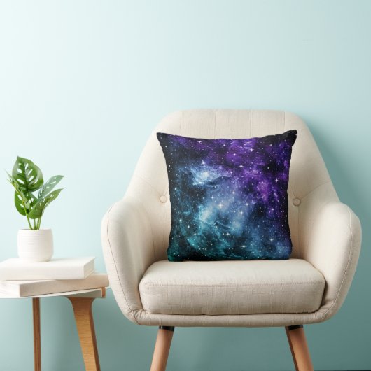 Paarse Blauwgroen galaxy Nebula Dream #1 Kussen (Stoel)