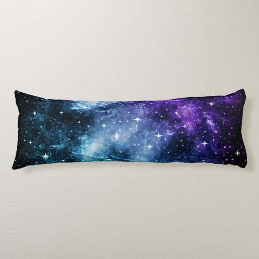 Paarse Blauwgroen galaxy Nebula Dream #1 Lichaamskussen (Voorkant)