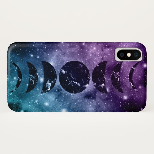 Paarse Blauwgroen galaxy Nebula Dream Moon Phases Case-Mate iPhone Case (Achterkant (horizontaal))