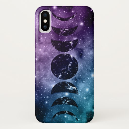 Paarse Blauwgroen galaxy Nebula Dream Moon Phases Case-Mate iPhone Case (Achterkant)