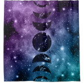 Paarse Blauwgroen galaxy Nebula Dream Moon Phases  Douchegordijn (Voorkant)