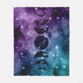 Paarse Blauwgroen galaxy Nebula Dream Moon Phases  Fleece Deken (Voorkant)