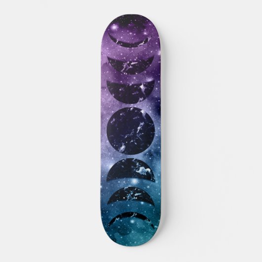 Paarse Blauwgroen galaxy Nebula Dream Moon Phases  Persoonlijk Skateboard (Voorkant)