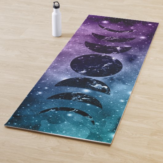 Paarse Blauwgroen galaxy Nebula Dream Moon Phases  Yogamat (In situ)