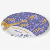 Paarse Blauwgroen Gele Giraffes, geb. Papieren Bordje (Gekanteld)