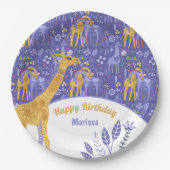 Paarse Blauwgroen Gele Giraffes, geb. Papieren Bordje (Voorkant)