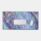 Paarse Blauwgroen Glitter Holografische Opal Marbl Bureaumat (Keyboard & Muis)