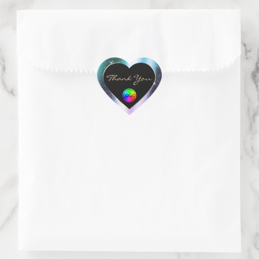 Paarse Blauwgroen Glitter Lijst Bedankt met Logo Hart Sticker (Tas)