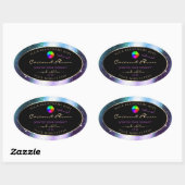 Paarse Blauwgroen Glitter Lijst Productlabel met L Ovale Sticker (Vel)