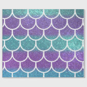 Paarse Blauwgroen Glitter Mermaid Scallop-schalen Cadeaupapier (Vlak)