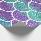 Paarse Blauwgroen Glitter Mermaid Scallop-schalen Cadeaupapier (Hoek)