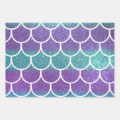 Paarse Blauwgroen Glitter Mermaid Scallop-schalen Inpakpapier Vel (Voorkant)