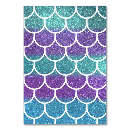 Paarse Blauwgroen Glitter Mermaid Scallop-schalen Kaart (Achterkant)