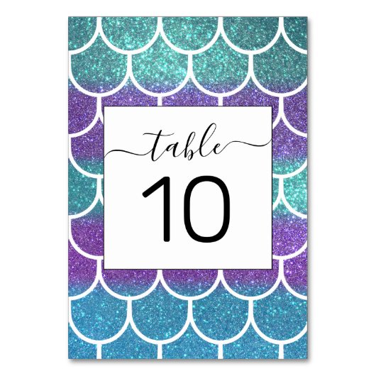 Paarse Blauwgroen Glitter Mermaid Scallop-schalen Kaart (Voorkant)