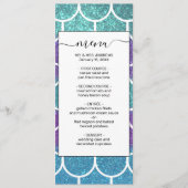 Paarse Blauwgroen Glitter Mermaid Scallop-schalen Menu (Voorkant)