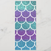 Paarse Blauwgroen Glitter Mermaid Scallop-schalen Menu (Achterkant)