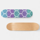 Paarse Blauwgroen Glitter Mermaid Scallop-schalen Persoonlijk Skateboard (Horizontaal)