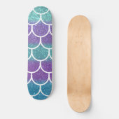 Paarse Blauwgroen Glitter Mermaid Scallop-schalen Persoonlijk Skateboard (Voorkant)