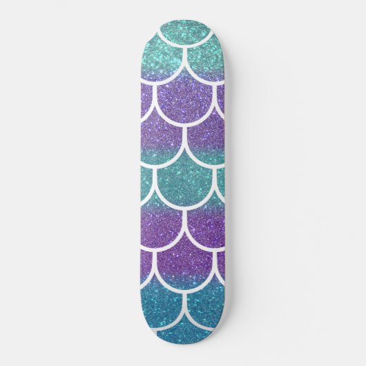 Paarse Blauwgroen Glitter Mermaid Scallop-schalen Persoonlijk Skateboard (Voorkant)