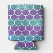 Paarse Blauwgroen Glitter Zeemeermin Scallop Schaa Blikjeskoeler (Achterkant)