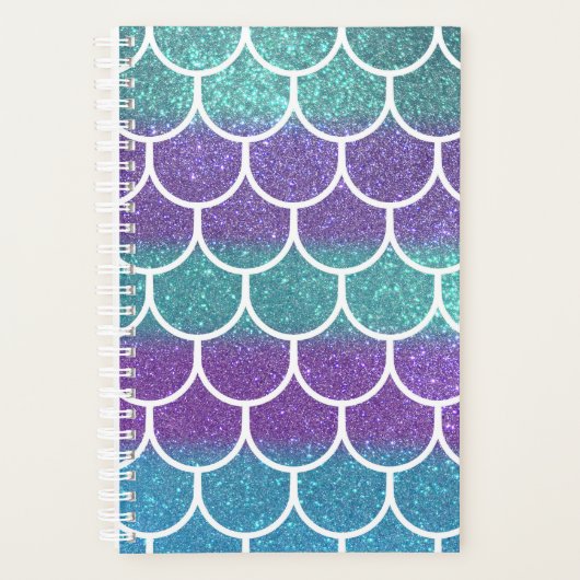 Paarse Blauwgroen Glitter Zeemeermin Scallop Schaa Planner (Voorkant)