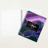 Paarse Blauwgroen Gold Agate Monogram Modern Luxur Planner (Display)