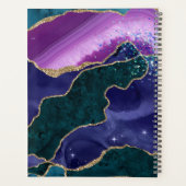 Paarse Blauwgroen Gold Agate Monogram Modern Luxur Planner (Achterkant)