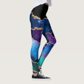Paarse Blauwgroen Gold Glitter Marble Leggings (Rechts)