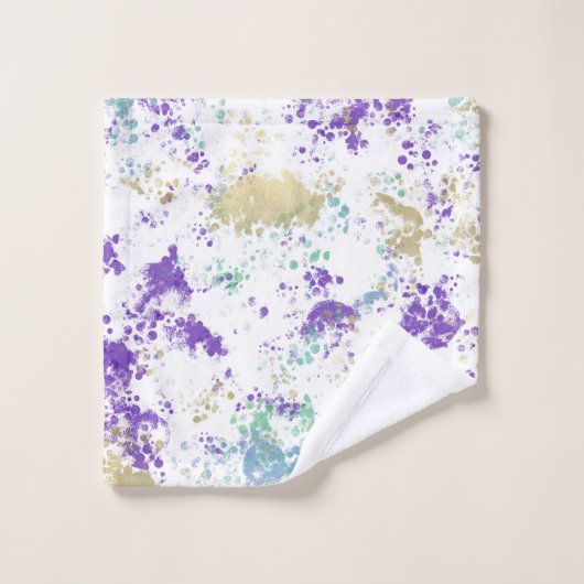 Paarse Blauwgroen Gold Grungy Modern Splash Bad Handdoek (Wasdoekje)
