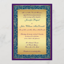 Paarse Blauwgroen gouden  rolgordijn uitnodigen