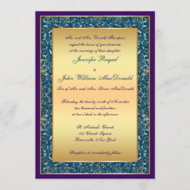 Paarse Blauwgroen gouden  rolgordijn uitnodigen Kaart