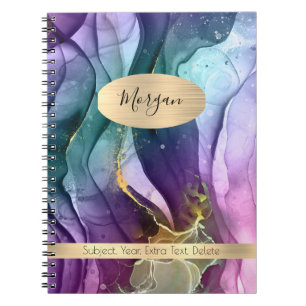 Paarse, Blauwgroen, goudinktAbstracte naam/onderwe Notitieboek
