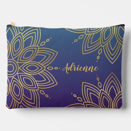 Paarse Blauwgroen Gradient Faux Gold Mandala Etui (Voorkant)