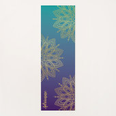 Paarse Blauwgroen Gradient Faux Gold Mandala Yogamat (Voorkant)