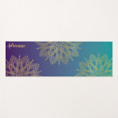 Paarse Blauwgroen Gradient Faux Gold Mandala Yogamat (Voorkant (horizontaal))