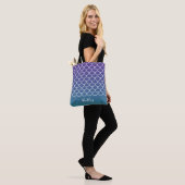 Paarse Blauwgroen Gradiënt Zeemeermin Fishscale Tote Bag (Op model)