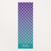 Paarse Blauwgroen Gradiënt Zeemeermin Fishscale Yogamat (Voorkant)