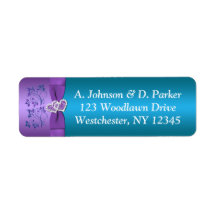 Paarse, Blauwgroen harten retouradreslabel