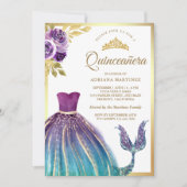 Paarse Blauwgroen Jurk Zeemeermin Staart Goud Quin Kaart (Voorkant)