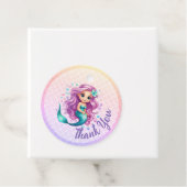 Paarse Blauwgroen Kleine Zeemeermin Waterverf Verj Bedankjes Labels (In situ)