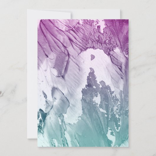 Paarse Blauwgroen legant bruiloft Kaart (Achterkant)